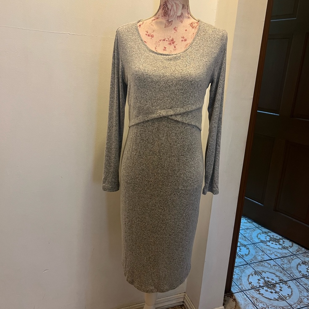 Hello MIZ Heather Gray Long Sleeve Dress